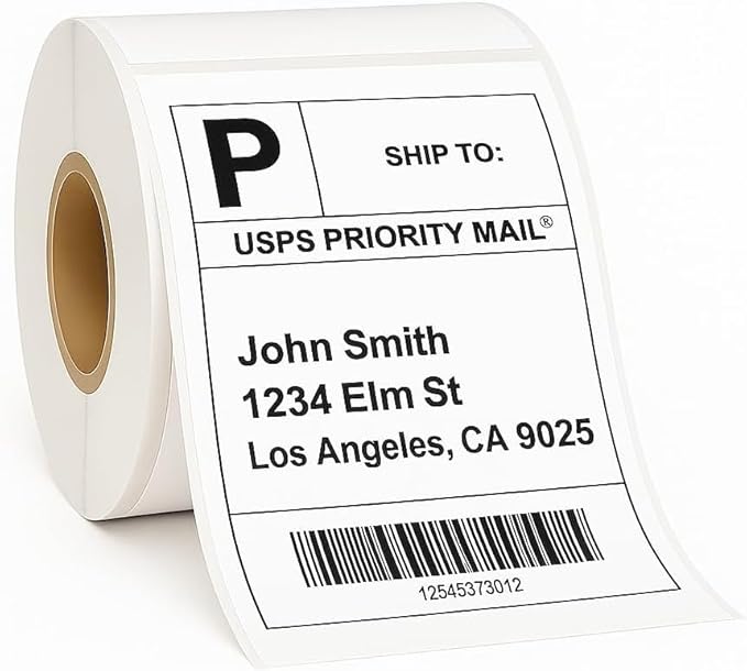 Compulabel 4" x 6" Direct Thermal Labels, White, 3" Core, Perforated, Permanent Adhesive, 1 Rolls, 1000 Labels per roll, 1000 Total