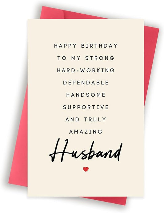 Sweet Birthday Gift for Husband - Romantic & Thank You Card