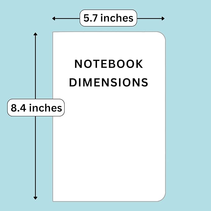 RICCO BELLO Wide Ruled Hardcover Diary Journal School Notebook for Kids, Tweens - Bookmark, Band Closure, Storage Pocket, 5.7 x 8.4 Inches, 192 Pages (Blue Shark)