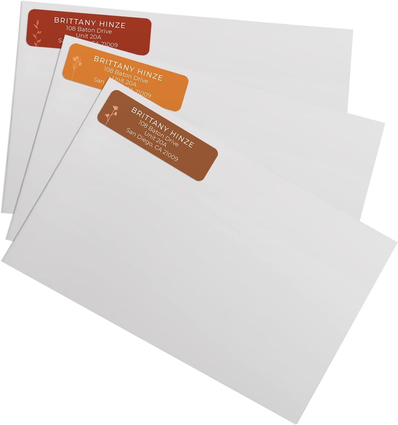 Botanical Flowers Rolled Address Labels/Roll of 250 Alternating Earth Tone Floral Illustrations Personalized Address Labels/Designer Return Address Stickers in Elegant Plastic Dispenser