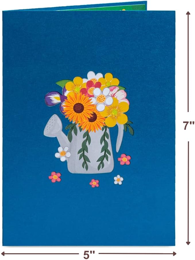 Paper Love 3D Flower Wagon Pop Up Card, Gift for Birthday, Wedding, Anniversary, Mothers Day, Thank You, Get Well, All Occasion or Just Because - 5" x 7" Cover - Includes Envelope and Note Tag