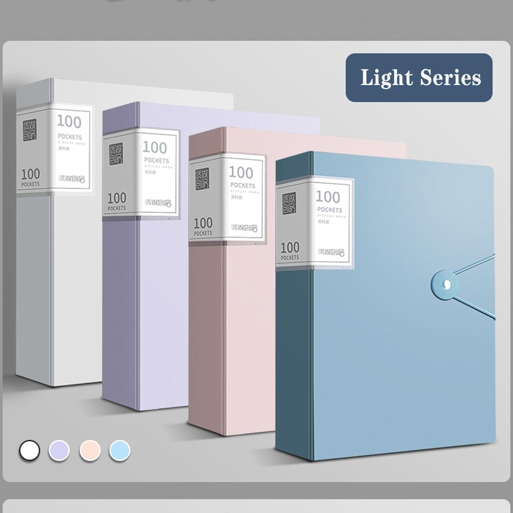 File Folder - 100 Pockets, Durable A4 Letter Size Organizer, Water-Resistant Plastic Dividers, Home/Office/School Document Holder (Dark Blue)