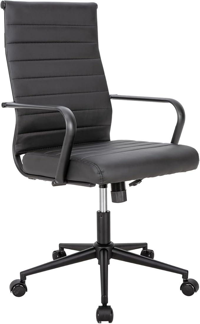 Okeysen Office Desk Chair Conference Room Chairs Modern Ergonomic Executive Swivel Chair Adjustable Height PU Leather Home Desk Chairs with Armrests Comfy Computer Task Chairs with Wheels (Black)