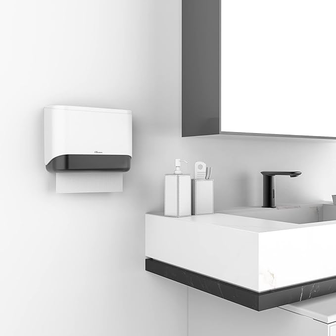 Paper Towel Dispenser Wall Mount, Adhesive No Drilling Multifold Trifold Cfold Commercial Hand Towel Dispenser,White-PN6012