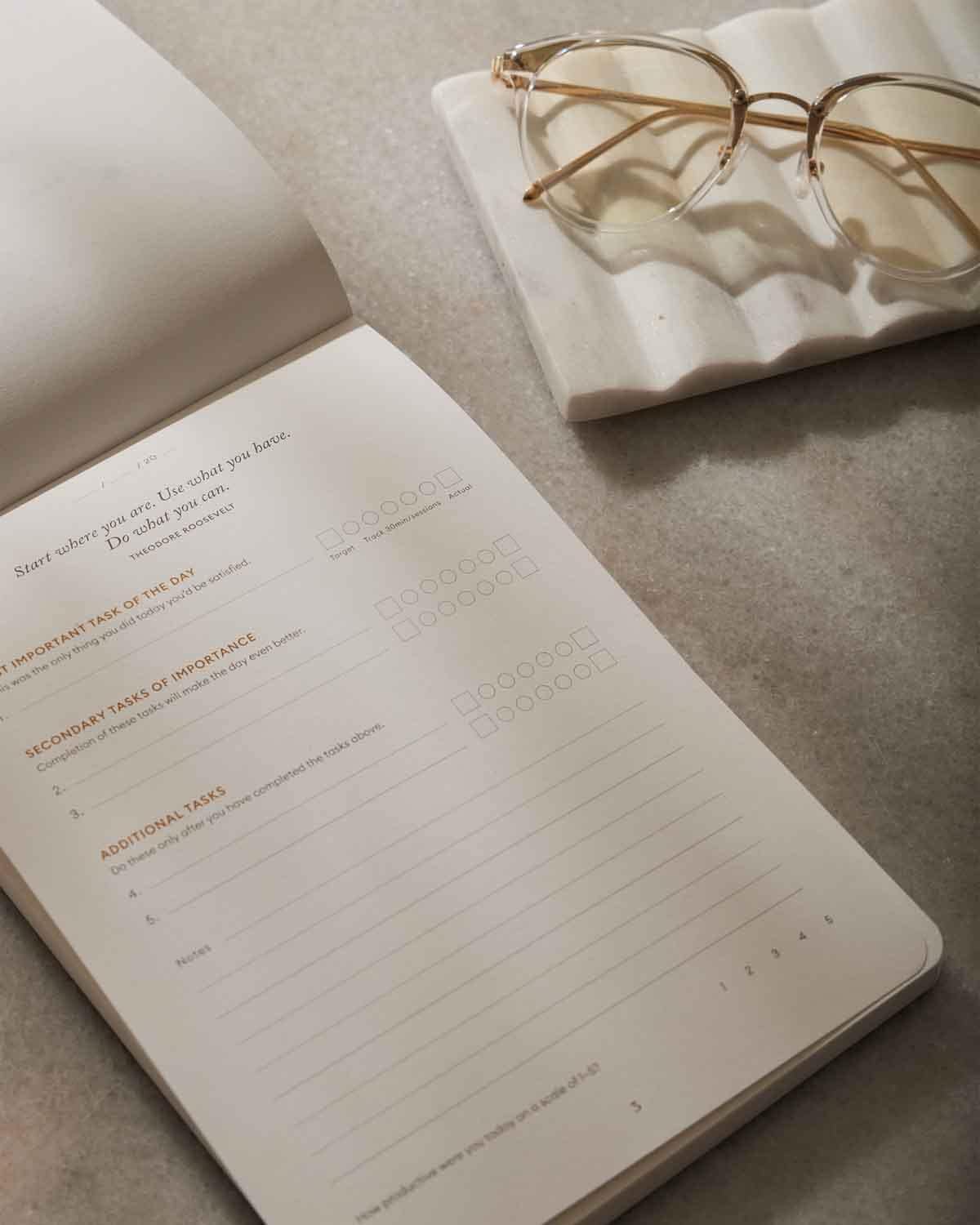 Intelligent Change 3-Month Productivity Planner Sheets and Tools for Time-Management and Mindfulness, Tear-Out To-Do List, A5 Undated Sheets, Black