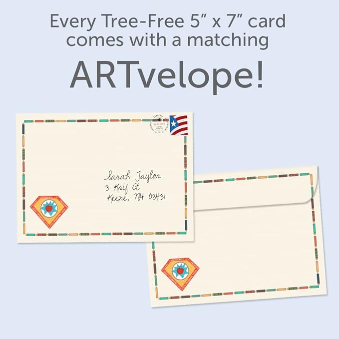 Tree-Free Greetings Teacher Appreciation Cards - Artful Designs - 1 Card + Matching Envelopes - Made in USA - 100% Recycled Paper - 5"x7" - Lighthearted, For Teacher, Teacher Super Power (GO64449)
