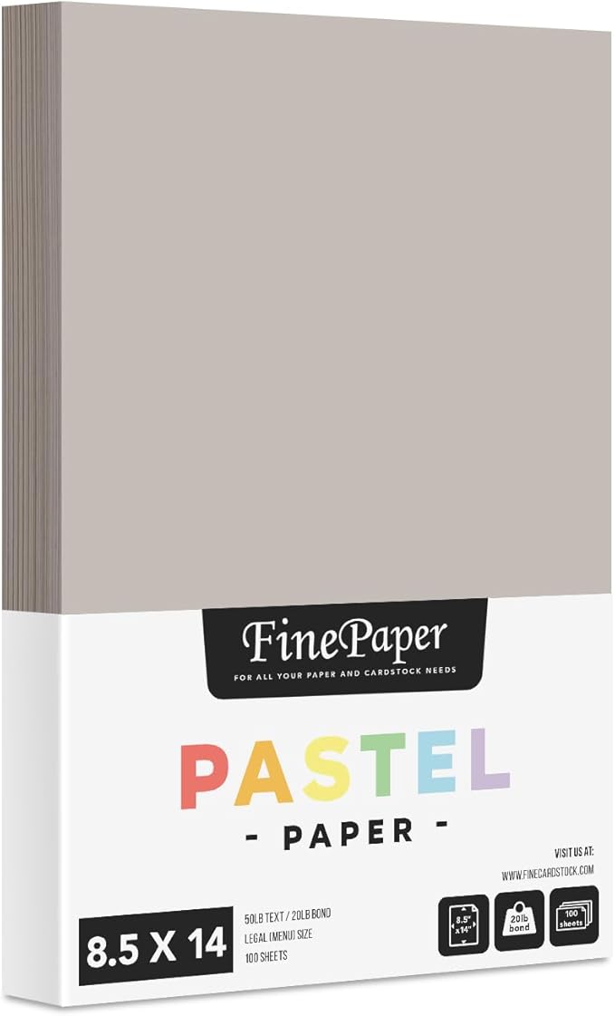 Gray Pastel Colored Menu Paper - 8.5" x 14" (Legal Size) - for Documents, Announcements, Menus Arts and Crafts | Bulk Pack of 100 Sheets