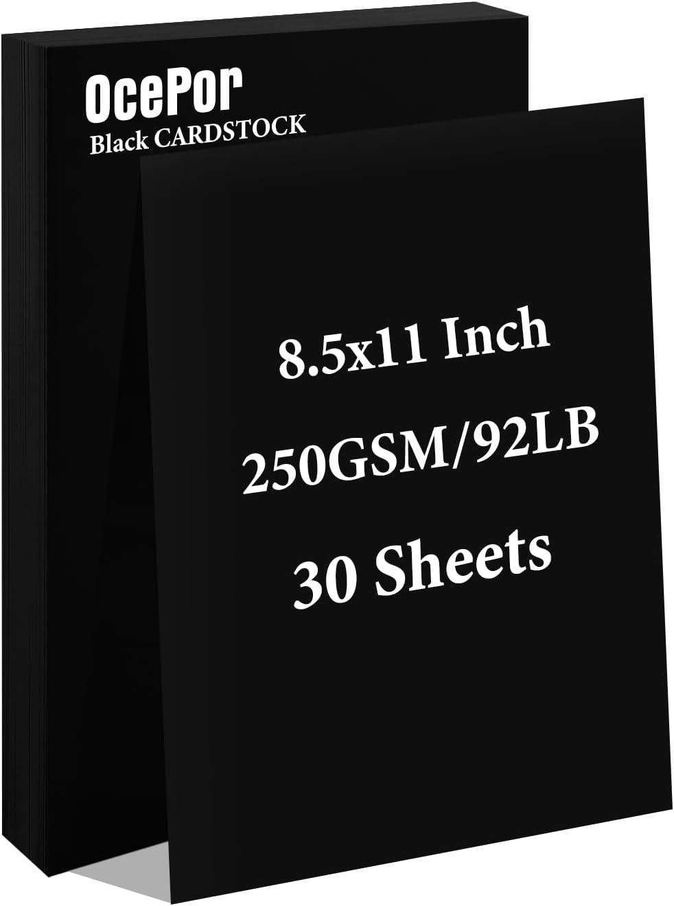 OcePor 30 Sheets Black Cardstock 8.5” x 11”, 92lb/250gsm Black Card Stock, Thick Card Stock Paper, Heavy Cardstock Paper for Printer, Resume, Scrapbooks, Art, Crafts, Business Cards
