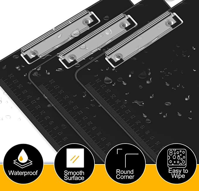 Clipboards, HERKKA 15 Pack Plastic Office Clipboards, Black Color Plastic Clipboards, Low Profile Clip Standard A4 Letter Size, Size 12.5 x 9 Inch