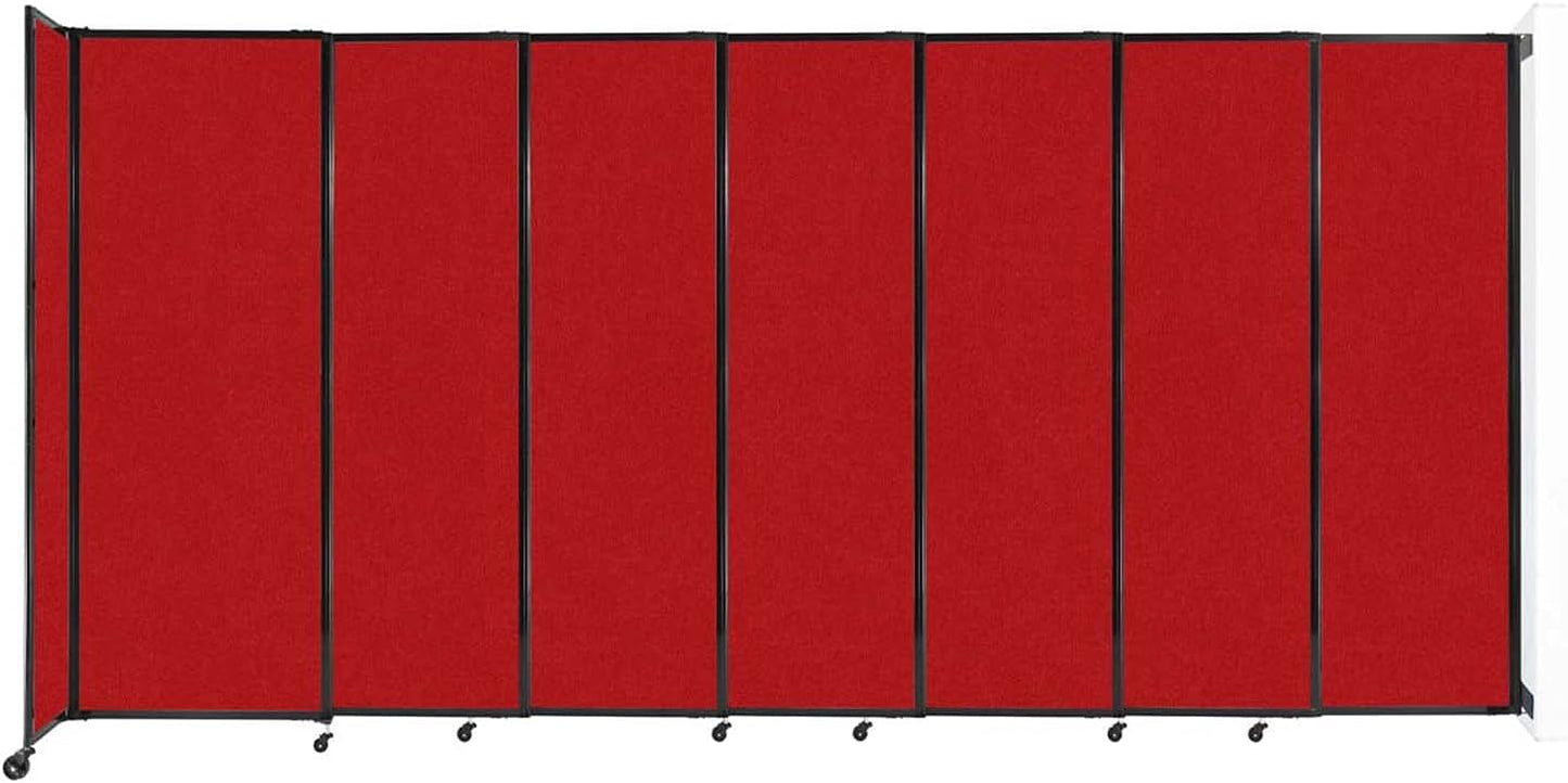 Wall-Mounted Sliding StraightWall Room Divider | Adjustable Widths | Locking Wheels | Room Separator | Up to 15'6" Wide x 7'6" Tall Red Fabric Panels