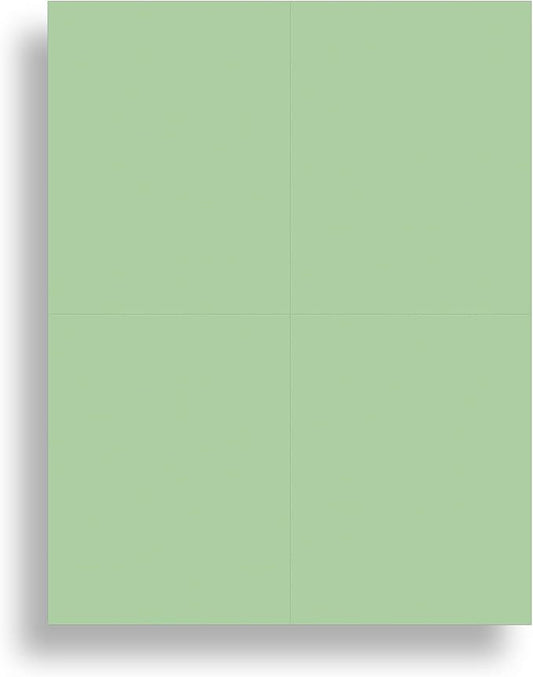 Blank Colored 4-up Postcard Paper by Desktop Publishing Supplies - 25 Sheets / 100 Postcards Pack - Printable with Laser or Inkjet Printer - Plain Matte Cardstock (Plain Green)