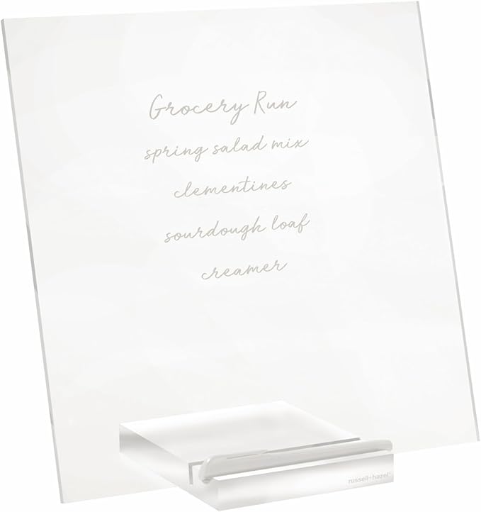 russell+hazel Acrylic Memo Tablet, Dry Erase Board and Marker, Clear 12” x 6” x 11.5” (31384)