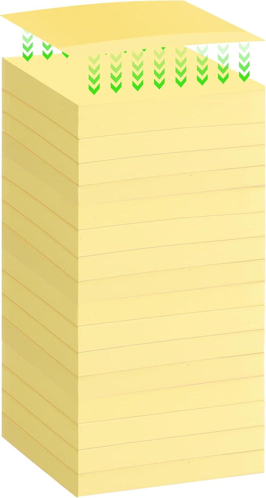 Thenshop 24 Sets Full Adhesive Sticky Notes 3x3 Inches Sticky Notes Adhesive Memo Self-Stick Pads Back to School Supplies Easy to Post for Teacher Coworkers Office 80 Sheets/pad(Yellow,Unlined)