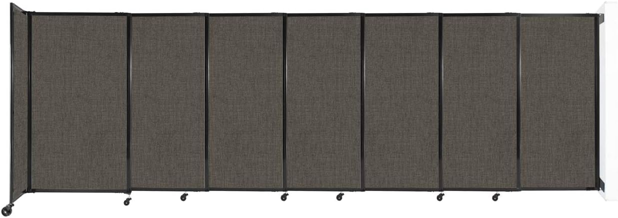 Wall-Mounted Sliding StraightWall Room Divider | Adjustable Widths | Locking Wheels | Room Separator | Up to 15'6" Wide x 5' Tall Mocha Fabric Panels
