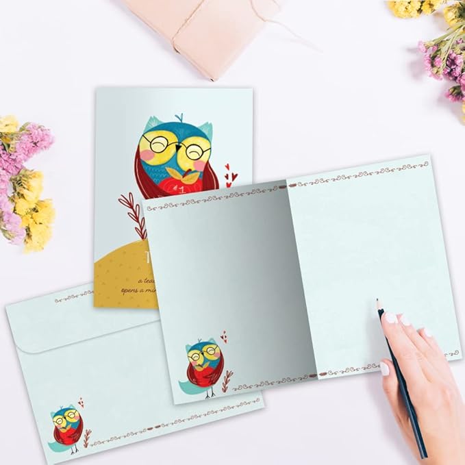 Tree-Free Greetings Teacher Appreciation Cards - Artful Designs - 1 Card + Matching Envelopes - Made in USA - 100% Recycled Paper - 5"x7" - Heartfelt, For Teacher, Teacher Definition (GO64414)