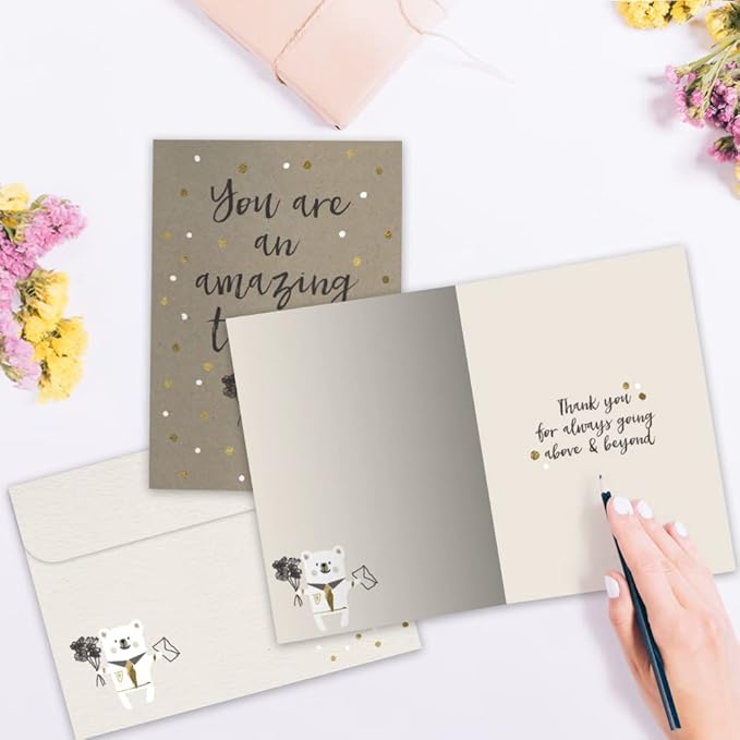 Tree-Free Greetings Teacher Appreciation Cards - Artful Designs - 1 Card + Matching Envelopes - Made in USA - 100% Recycled Paper - 5"x7" - Heartfelt, For Teacher, An Amazing Teacher (GO64417)