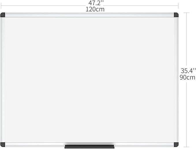 VIZ-PRO Dry Erase Board/Whiteboard,48 x 36 Inches, Wall Mounted Board for School Office and Home