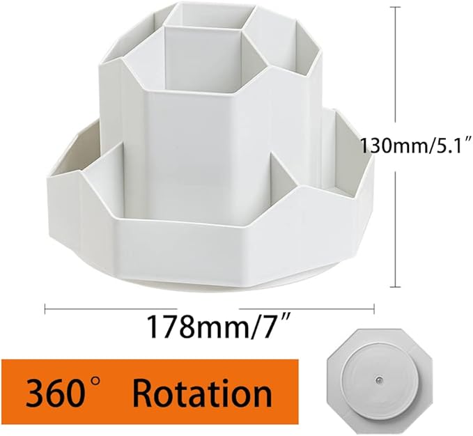 Rotating Art Supply Storage Organizer,Pencil Holder with 9 Compartment, Pen Storage Organizer, for Kids Art Desk, Homeschool Supplies, Home Office Desktop Organizer(Grey)