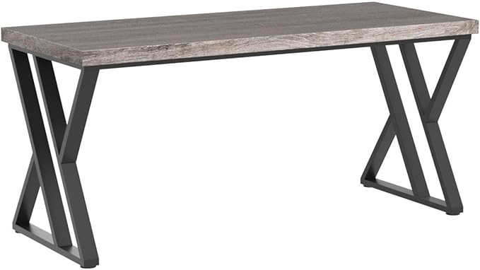 Tribesigns Writing Computer Desk, 55 inch Heavy Duty Study Desk with Z-Shaped Metal Leg, Modern Simple Home Office Computer Desk, Grey