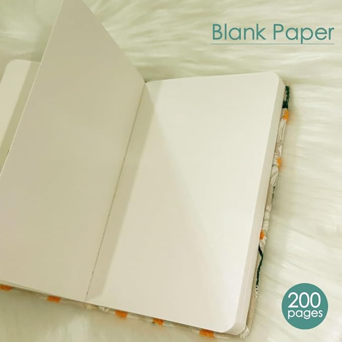 Pocket Notebook, Small Sketchbook, A6 Journal, 4x6, Daisy Gifts for Women, Floral Notebook, Embroidery Journal, Blank Paper, Hardcover, Lay Flat, Elastic Band, Diary for Girls, Blue Daisy