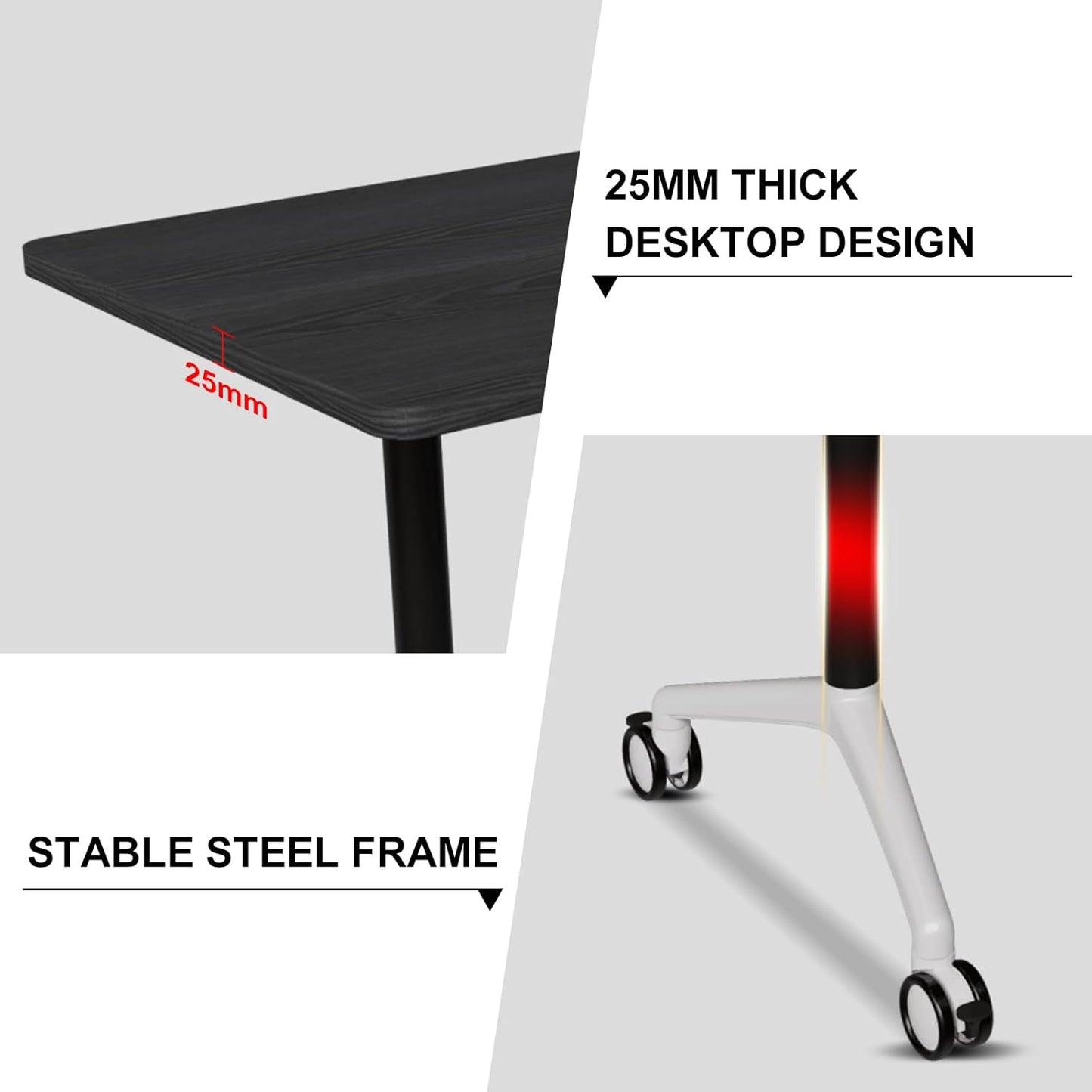 Conference Room Table with Flip-Top Design for Dynamic Meetings, Business Table Computer Desk with Heavy-Duty Frame,Foldable Seminar Meeting Tables for Home Office (6, F, 55.1IN)