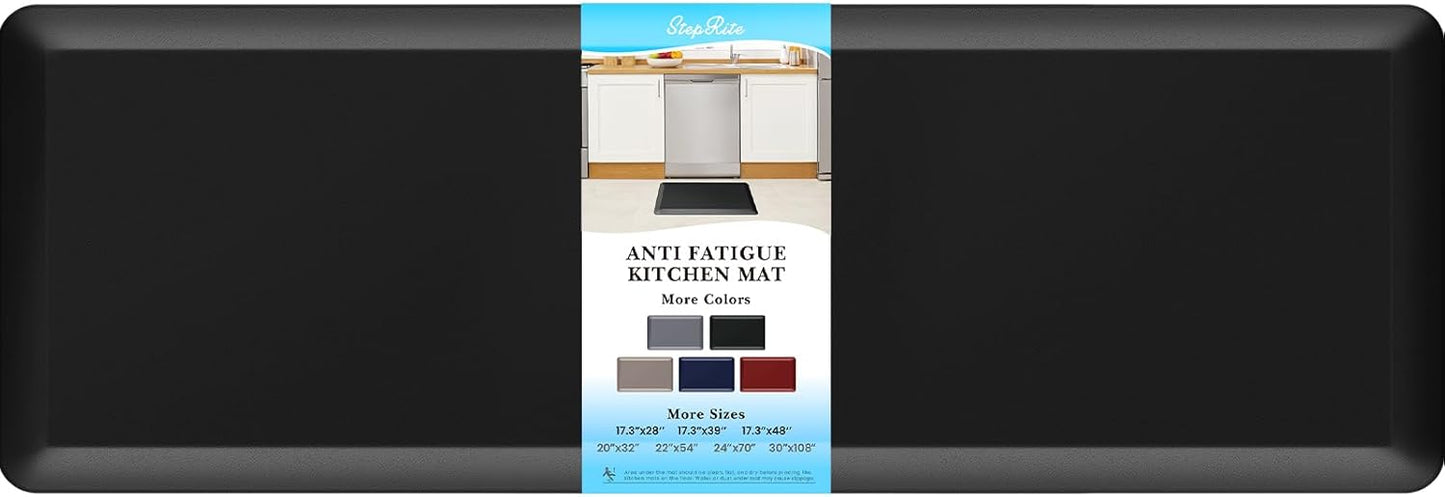 4/5 Inch Thick Kitchen Mats for Floor, StepRite Kitchen Rug for Standing Desk, Non-Slip, Thicker, Stain Resistant, Waterproof, Comfort Anti Fatigue Floor Mat for Home, Kitchen, Office - Black,70*24''