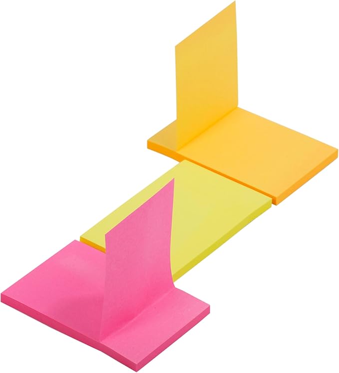 Desk Tech Sticky Notes, 3" x 2", 3 Pads, 50 Sheets/Pad - 3 Pastel Colors Self-Stick Note Pads Colorful Self Adhesive Memo for Office, School, Daily Life