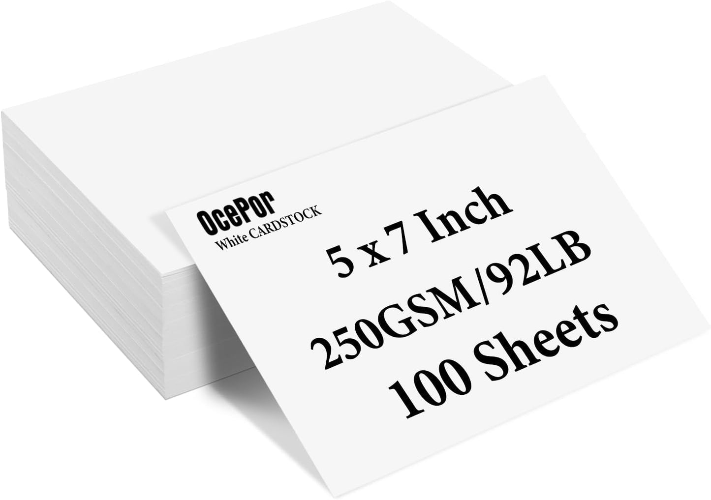 OcePor 100 Sheets Cardstock 5”x 7”,Blank Card Stock 92lb/250gsm, Thick Heavy CardStock Printer Paper for Wedding Invitation, Greeting Cards Making, Postcards, Photos