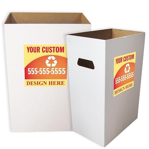 VictoryStore 22.3 gallons Cardboard Trash Bin, Reusable, Recyclable and Disposable Trash Cans, Sturdy Cardboard Medium Size (Custom Logo, 100-Pack)
