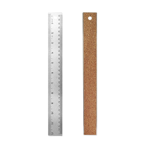 12-Inch Stainless Steel Metal Ruler with Non-Slip Cork Backing - 1 Pack