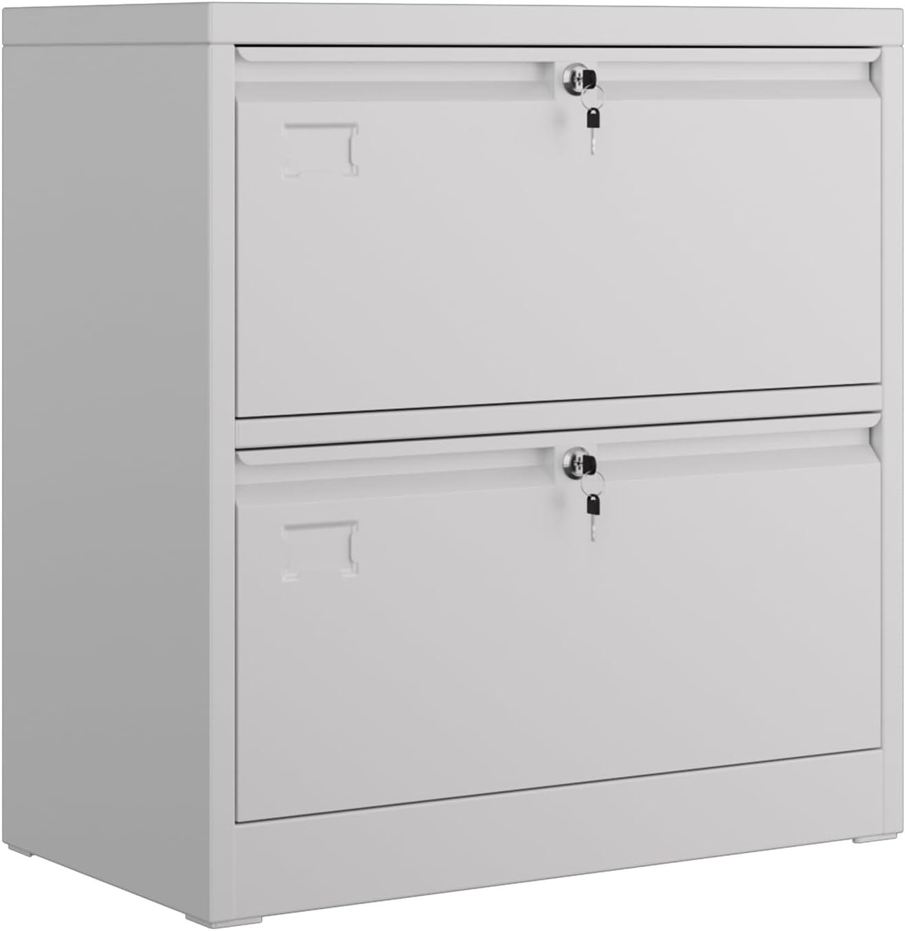 Aobabo 2 Drawer Lateral File Cabinet, Lockable Metal Filing Cabinet with Name Card, Suitable for Home Office School Hanging Files Letter/Legal/F4/A4 Size,Required-Assembly,White