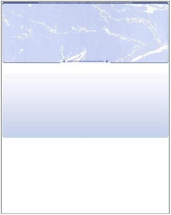 Compuchecks Check on Top Blank Check Paper - 250 Pack, Quick-Books & Laser Printer Compatible - Security Business Checks with Voucher - 8.5" x 11" Blue Marble