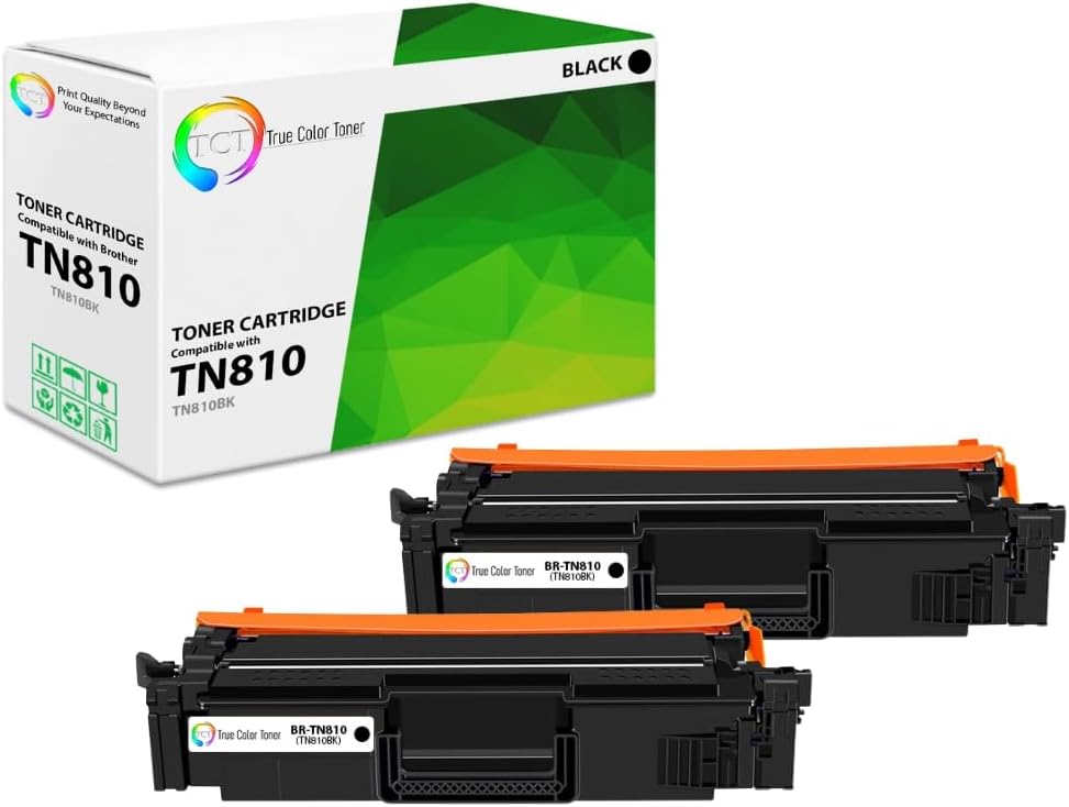 TCT TN810 Black Toner Cartridge 2 Pack - Premium Compatible Replacement for Brother TN810 TN-810 Black Works with Brother HL‐L9410CDN L9430CDN MFC‐L9610CDN L9630CDN Printers (9,000 Pages)