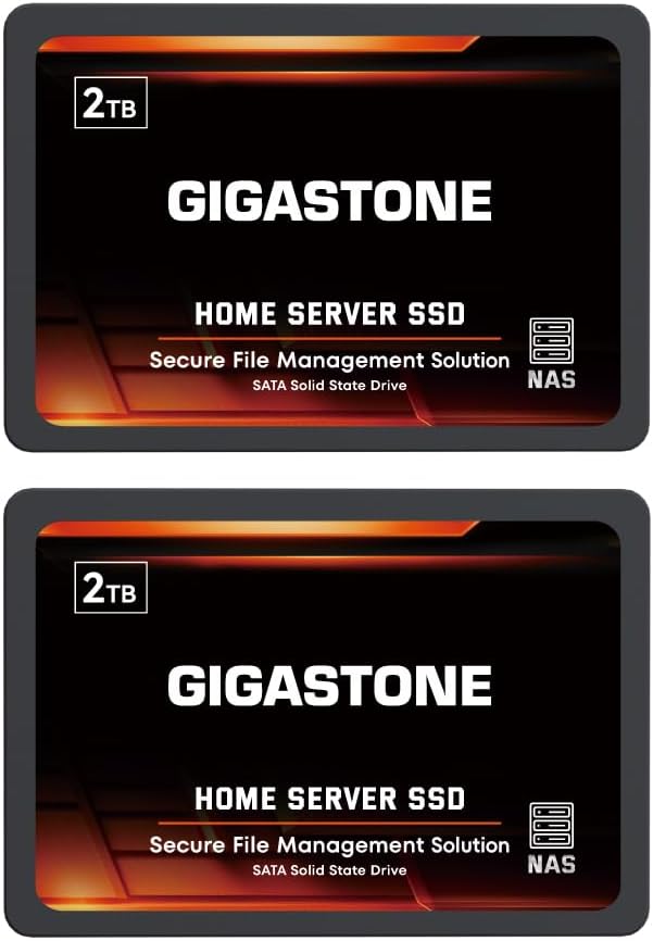 Gigastone Home Server SSD 2TB NAS SSD Drive Cache (2-Pack) 24/7 Durable TLC High Endurance Personal Cloud Data Sync Network Attached Storage RAID 3D NAND 2.5" SATA Internal Solid State Hard Drives