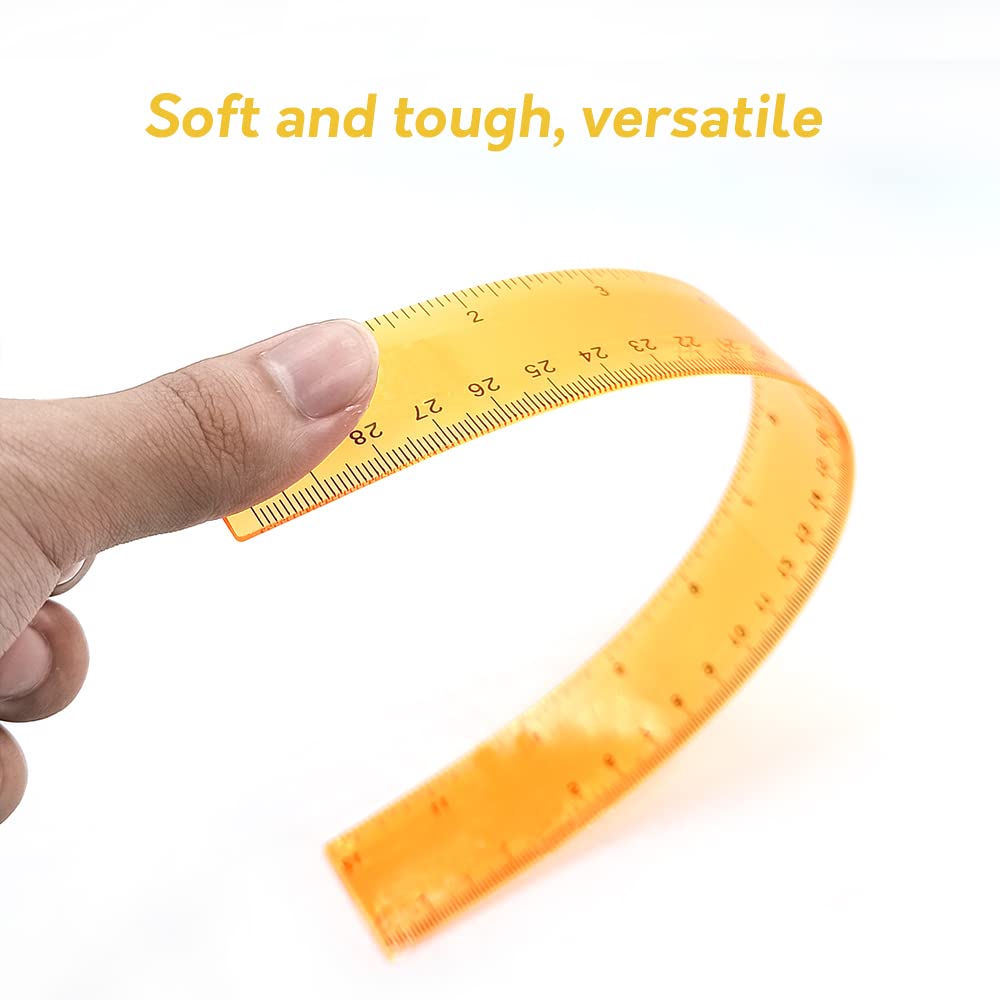 Color Transparent Ruler Plastic Rulers - Ruler 12 inch, Kids Ruler for School, Ruler with Centimeters, Millimeter and Inches, Assorted Colors, Clear Rulers, 7 Pack School Rulers