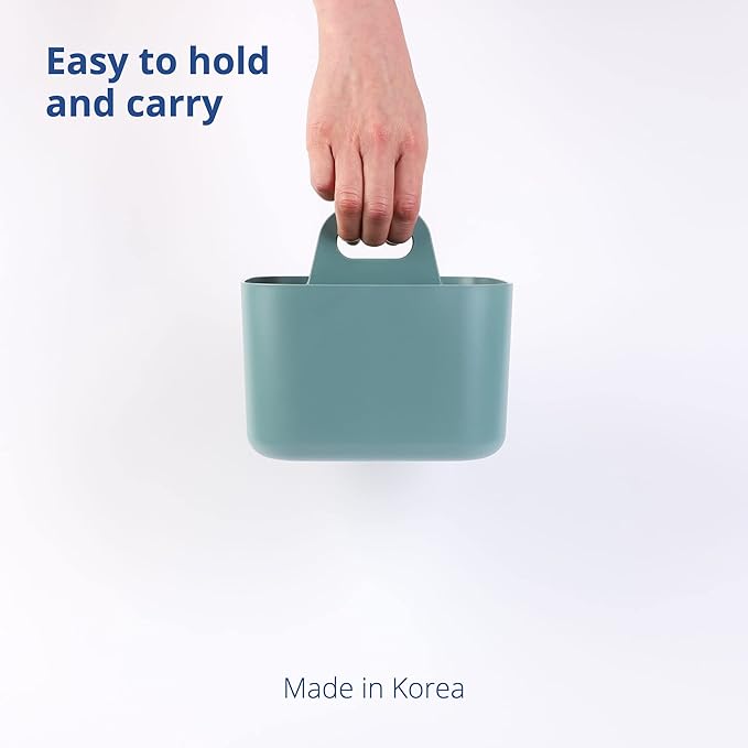 BLUE GINKGO Stackable Organizer Caddy – Korean-Made Portable Tote for Bathroom, Office, Crafts, or School Supplies (Square, Green)