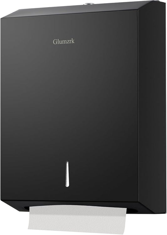 Paper Towels Dispenser Wall Mounted with Key Lock, Multifold C Fold Trifold Hand Towel Dispenser, Stainless Steel Tissue Holder Large Capacity Elegant for Bathroom Commercial, Black