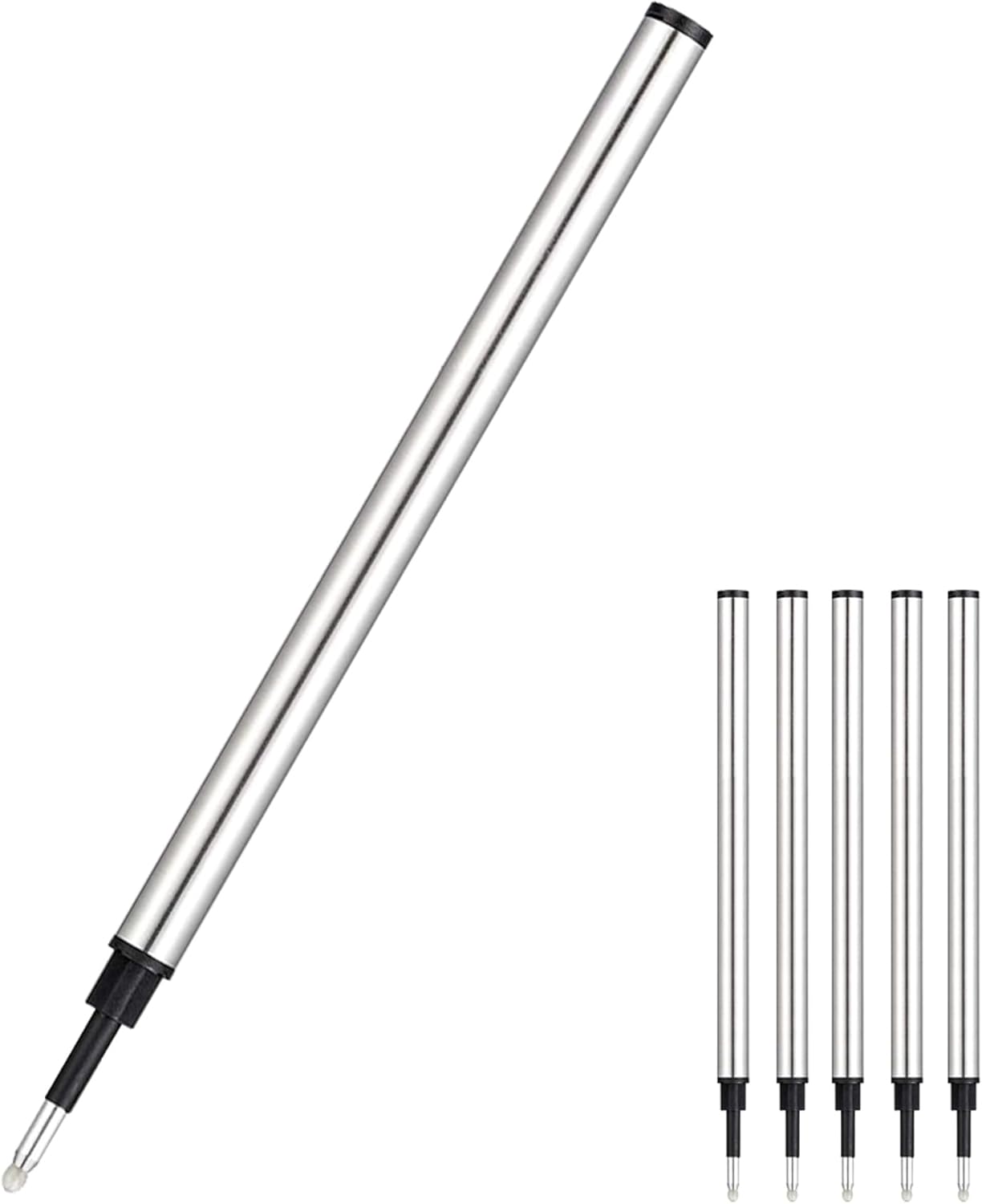 HeTaoCat Gel Rollerball Pen Refills, Roller Ball Fine Point 0.5mm, Black Ink Refill Pack of 5 - Replaceable Ballpoint Pen Refills Medium Point (Navy Blue)