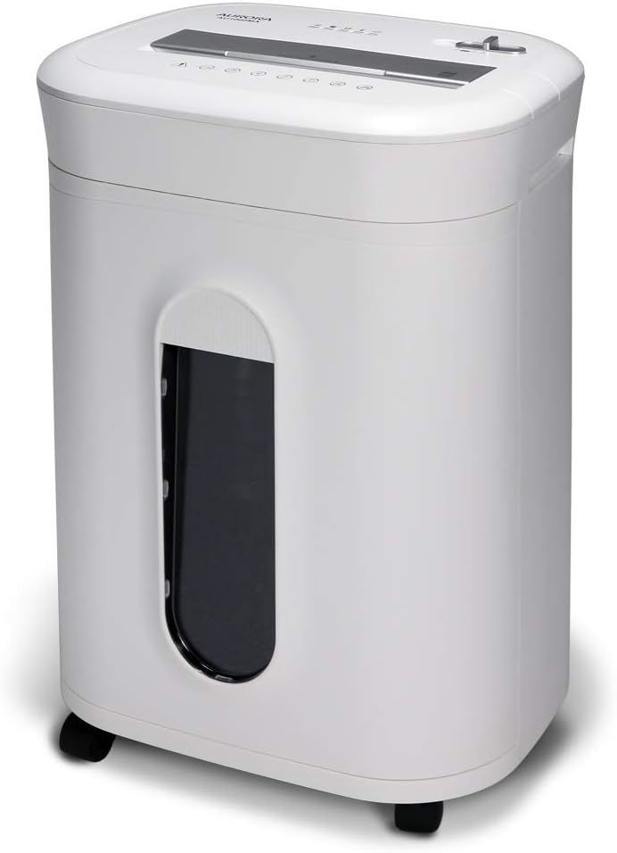 Aurora AU1060MA Professional Grade 10-Sheet High Security Micro-Cut Paper and Credit Card Shredder/ 60 Minutes/Security Level P-5, White, AU1060MA 10-Sheet High Security Microcut