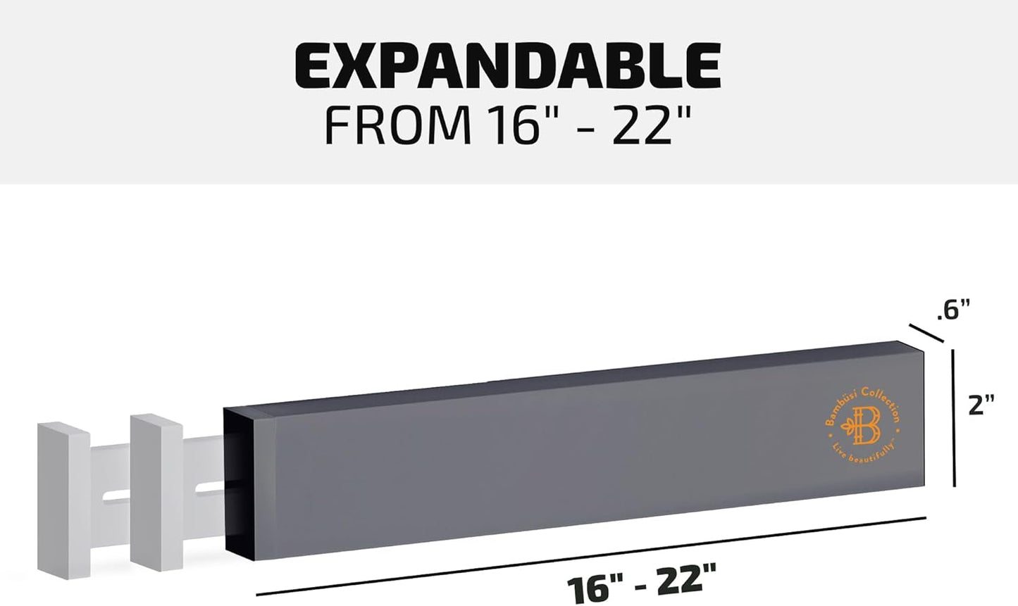 4 Pack Drawer Dividers Bamboo 2.6" High, 16-22" Adjustable Drawer Organizers for Clothes, Expandable Dresser Separators in Bedroom/Bathroom/Kitchen/Office Organization and Storage (Grey)