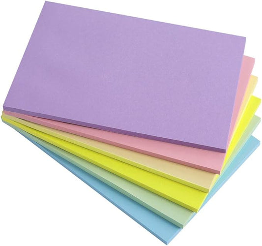 Vanpad Sticky Notes 4X6 in Pastel Post Stickies Super Sticking Power Memo Pads Strong Adhesive, 6 Pads/Pack, 45 Sheets/pad
