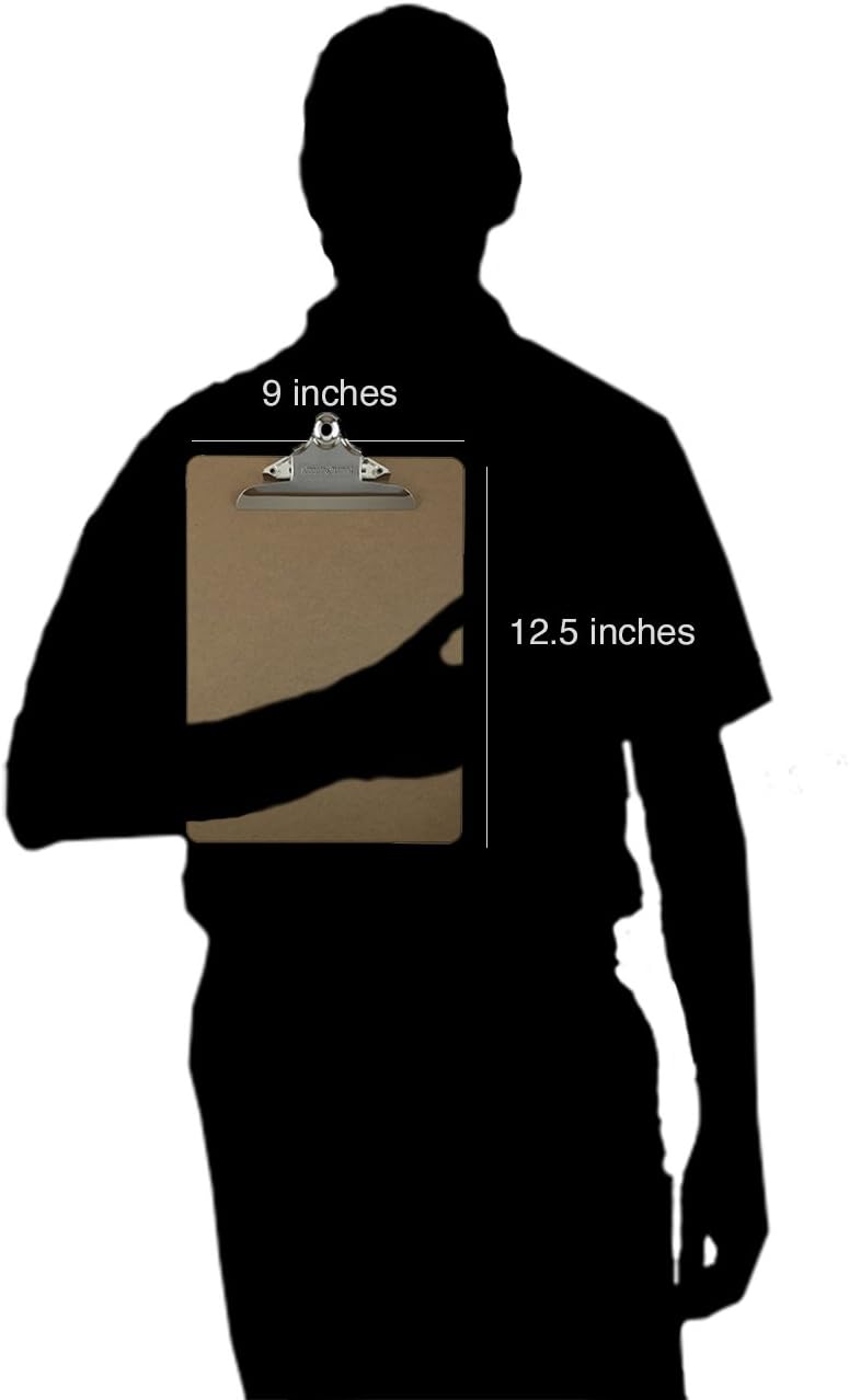 Letter Size Clipboards 9'' x 12.5'' Standard Clip Hardboard (Pack of 12)