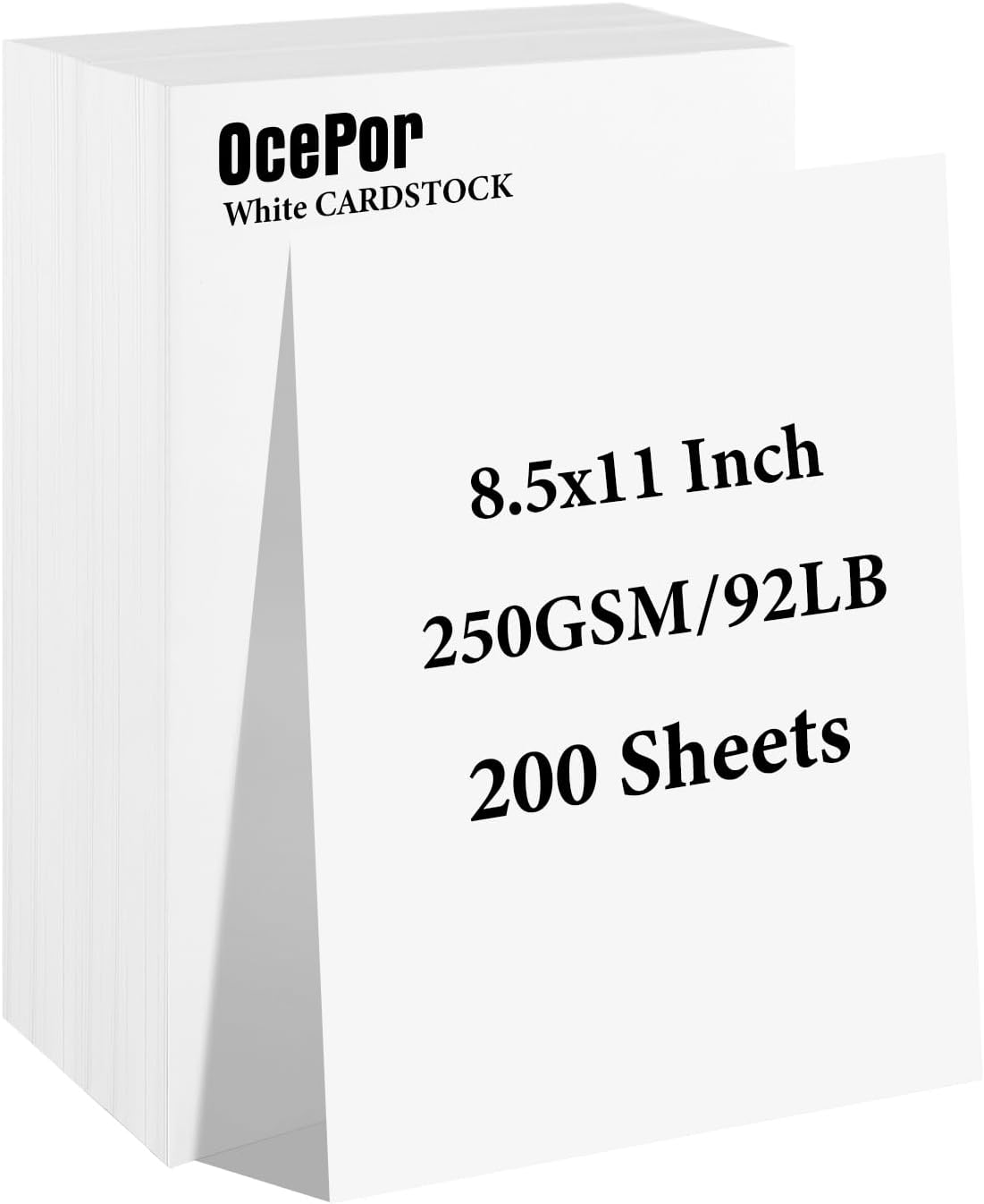 OcePor 200 Sheets White Cardstock 8.5” x 11”, 92lb/250gsm Card Stock, Thick Card Stock Paper, Heavy Cardstock Paper for Printer, Resume, Scrapbooks, Art, Crafts, Business Cards