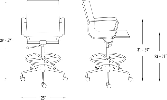 Laura Davidson Furniture SOHO II Ribbed Drafting Chair for Standing Desks, Standing Desk Chair - Ergonomically Designed, Draft Height, Arm Rest & Cushion, Made of Fabric, Coral Pink Fabric