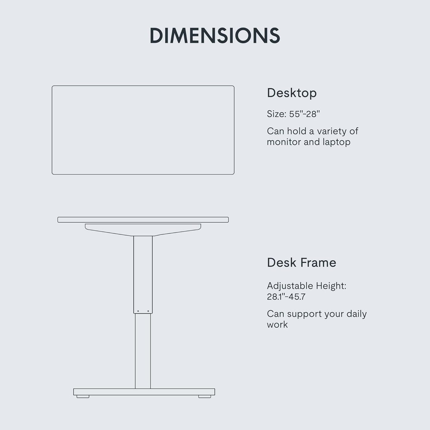 FLEXISPOT EN1 Whole-Piece Standing Desk 55 x 28 Inches Electric Stand Up Desk for Workstation and Home Office (Silver Frame + 55" White Top, 2 Packages)
