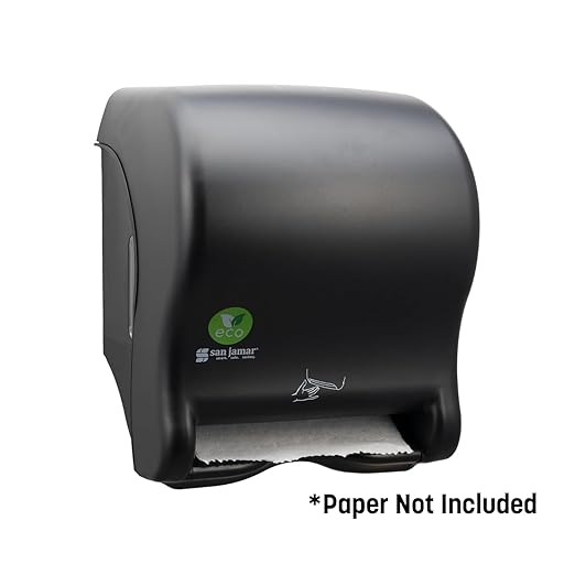 San Jamar Ecologic Smart Essence Recycled Plastic Electronic Paper Towel Dispenser, Universal Roll Capacity, Wall Mounted Dispenser with Zero Waste for Home and Business Universal, Black