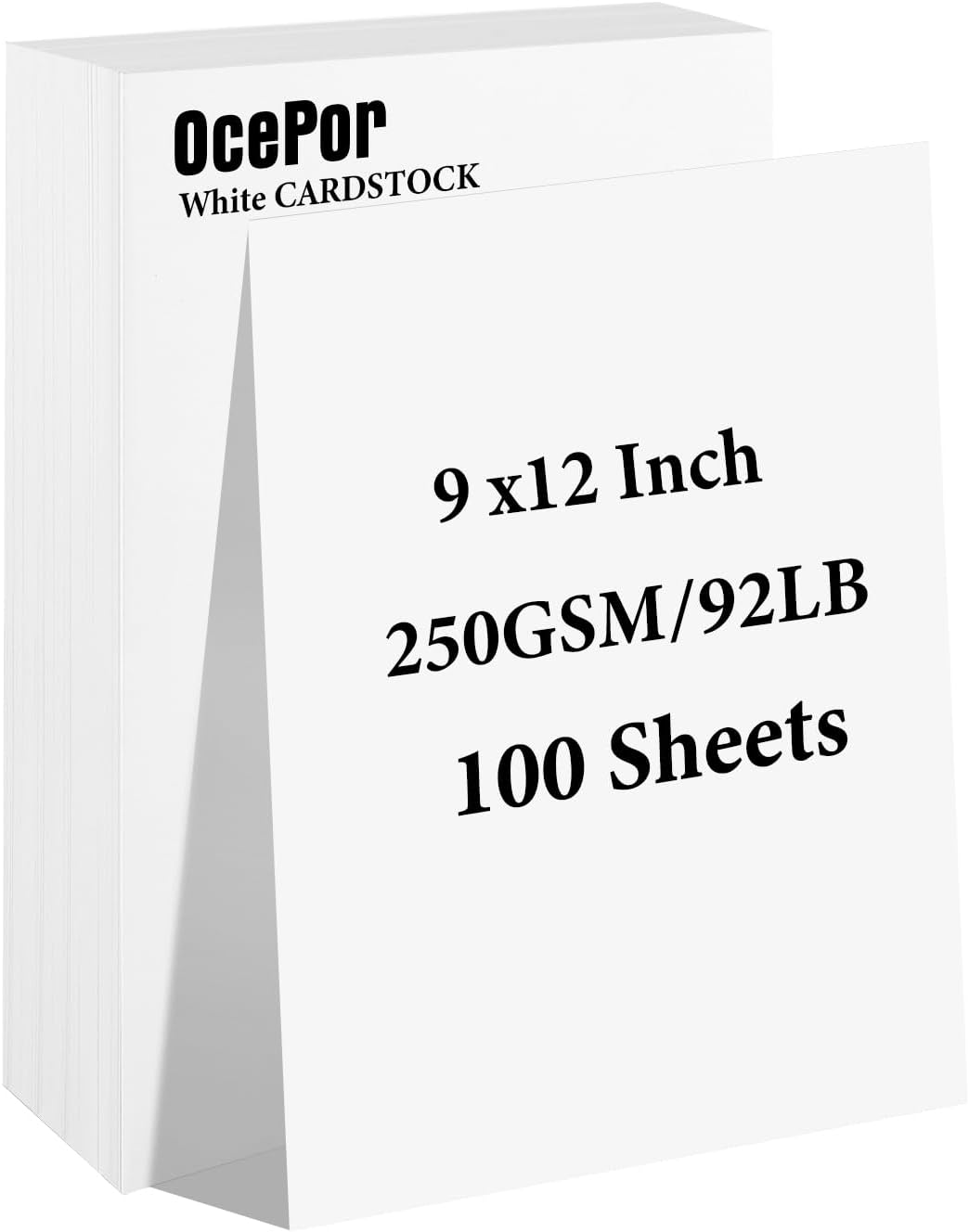 OcePor 100 Sheets White Cardstock 9” x 12”, 92lb/250gsm Black Card Stock, Thick Card Stock Paper, Heavy Cardstock Paper for Printer, Resume, Scrapbooks, Art, Crafts, Business Cards