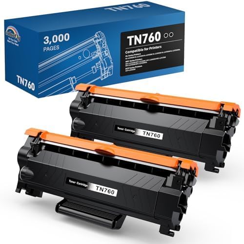 TN760 Toner for Brother Printer: Replacement for Brother TN760 TN730 TN-760 TN-730 High Yield Black Cartridge HL-L2325DW MFC-L2710DW MFC-L2750DW DCP-L2550DW HL-L2350DW HL-L2395DW 2 Pack
