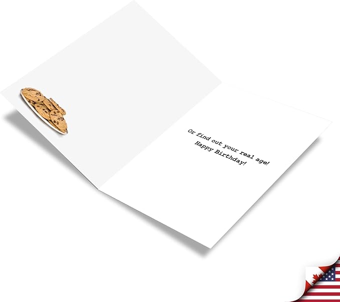 NobleWorks - Funny Happy Birthday Note Card with Envelope (4.63 x 6.75 Inch) - Bday Greeting Card for Women and Men - Congrats Bday Celebration Notecard - Track Cookies C2384BDG