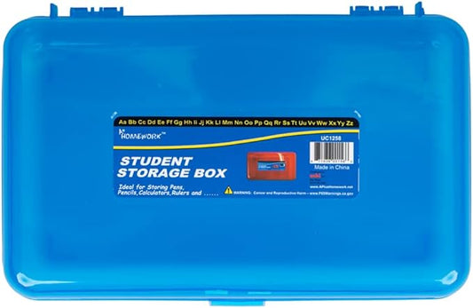 Craft County | Transparent Pencil Box | Colored Utility Box Storage Office Supplies Organizer | Blue